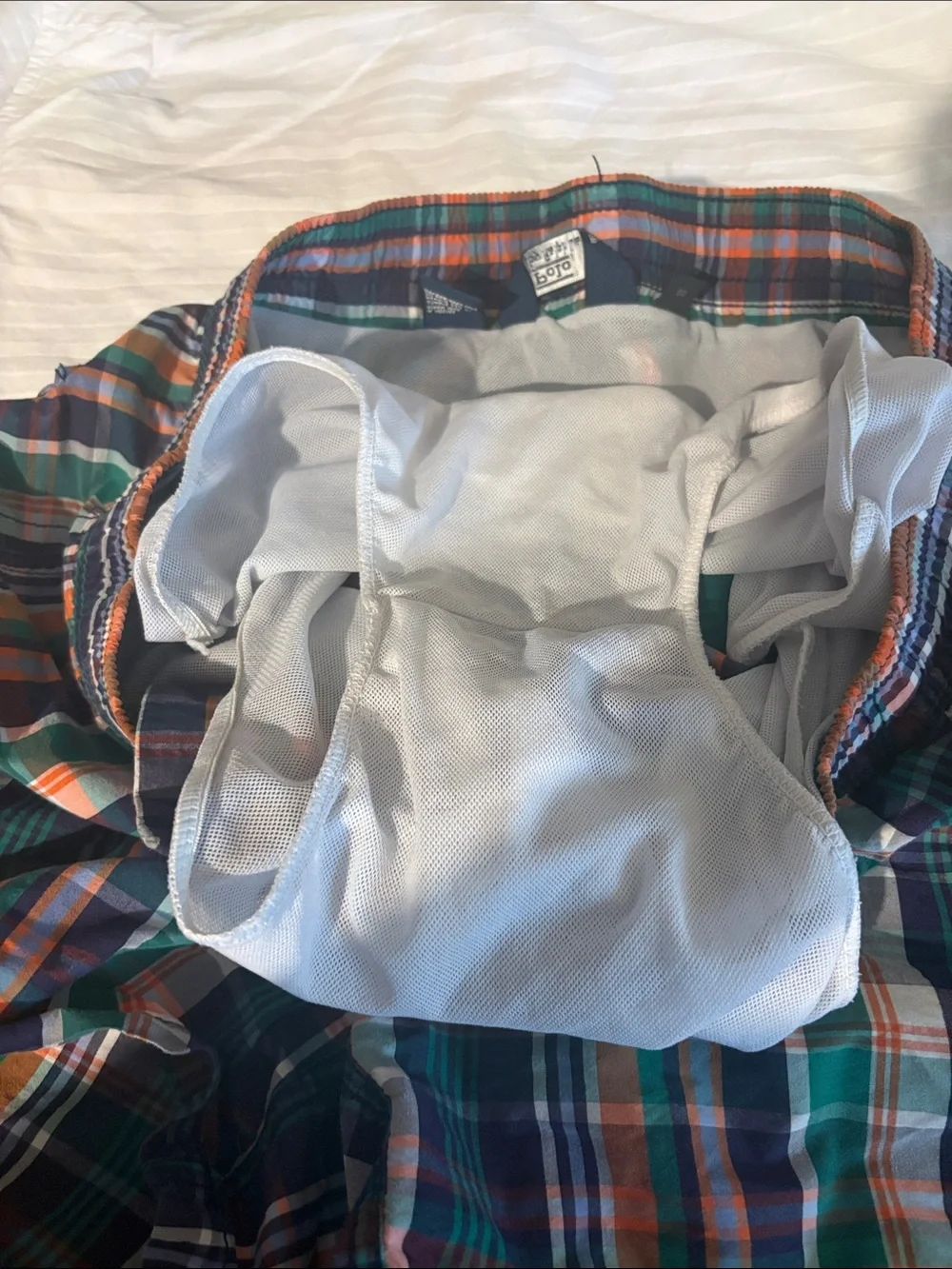Polo by Ralph Lauren Kids Plaid Drawstring Shorts - Green Navy Orange